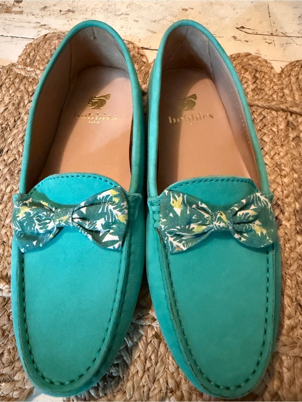Bobbie’s-Bow-Accent Teal Loafers - Women's Slip-On Flats